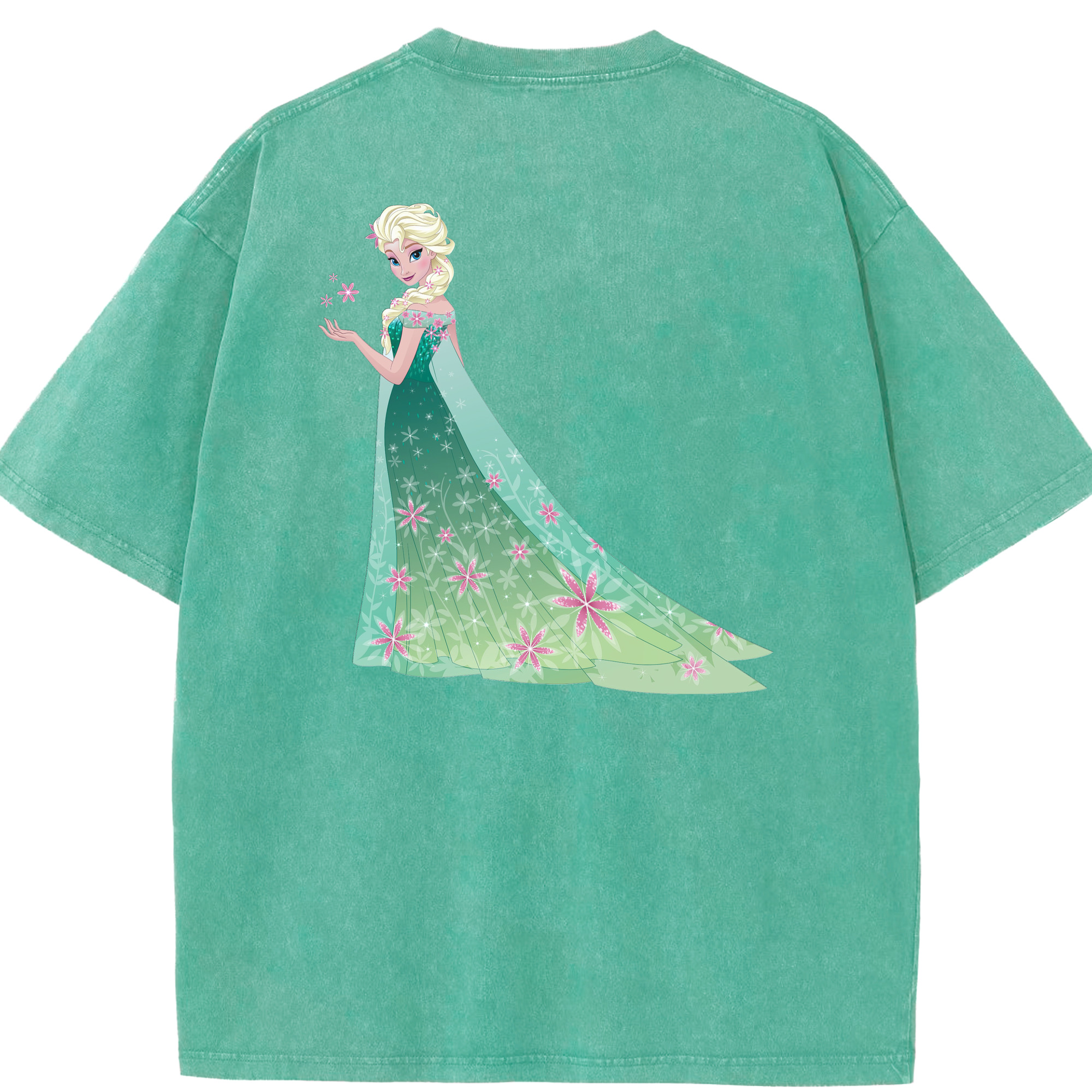 （画像用） アナと雪の女王 アンナ エルサ Frozen Anna Elsa 綿100% ヴィンテージ風 半袖Tシャツ（背面プリント）